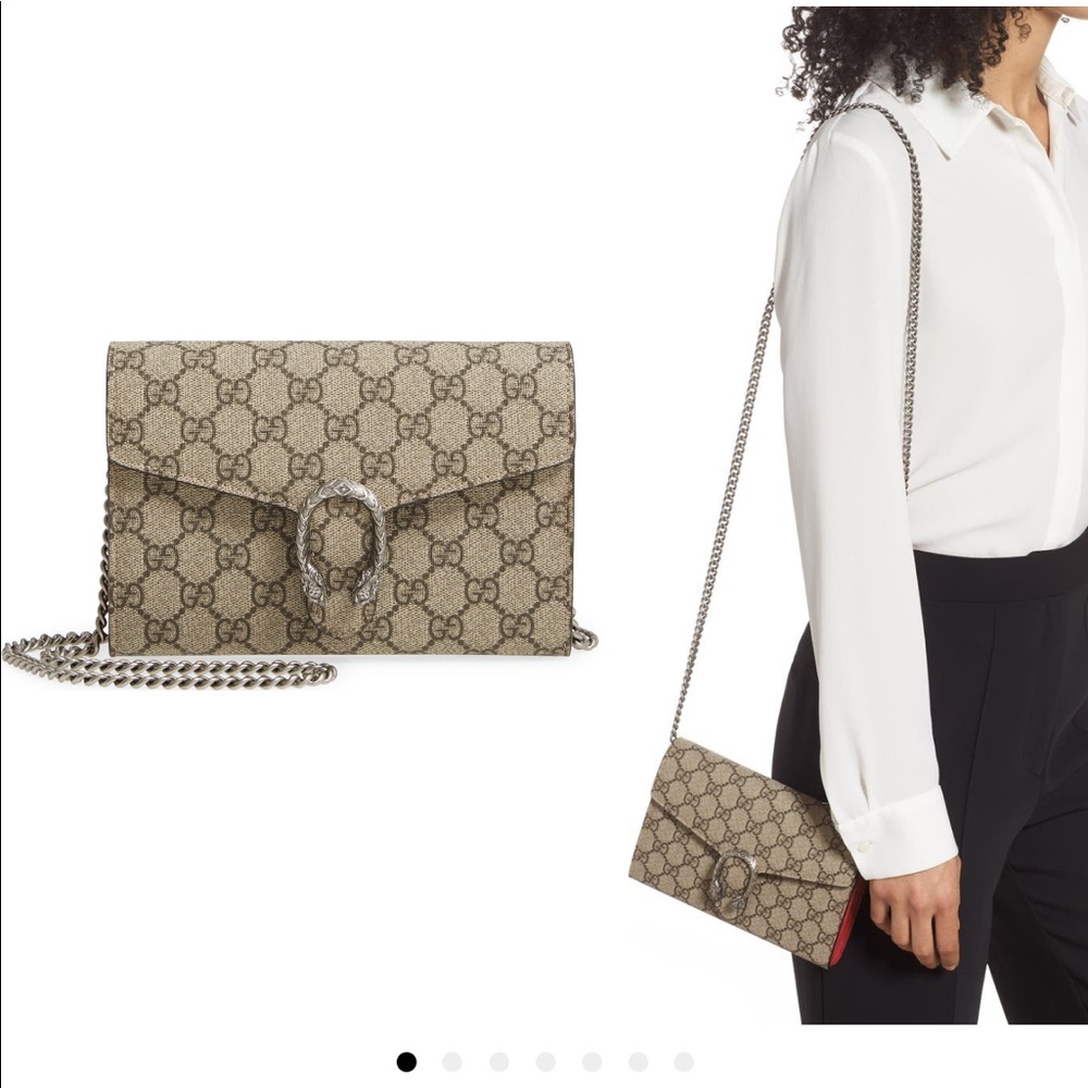 Gucci Dionysus GG Supreme Canvas Wallet on Chain